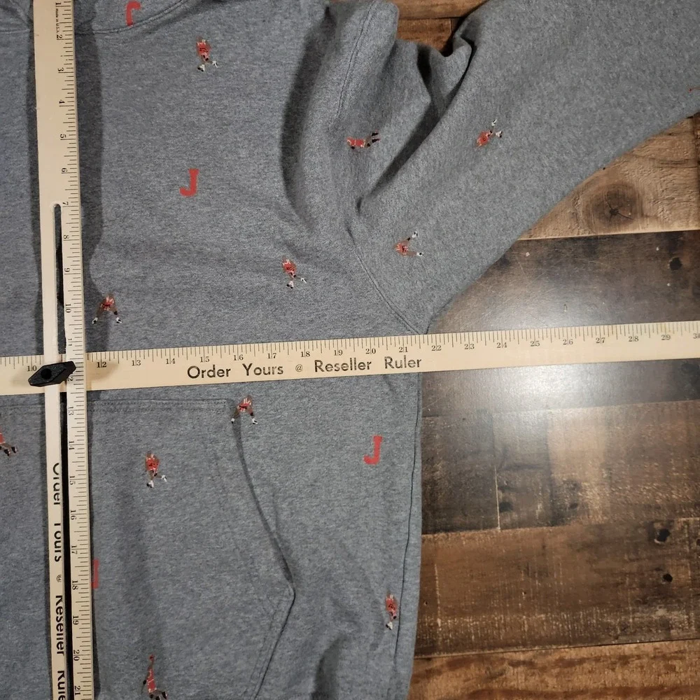 Jordan Hoodie Sweatshirt Men Medium Gray Essential Jumpman All Over Print Y2K